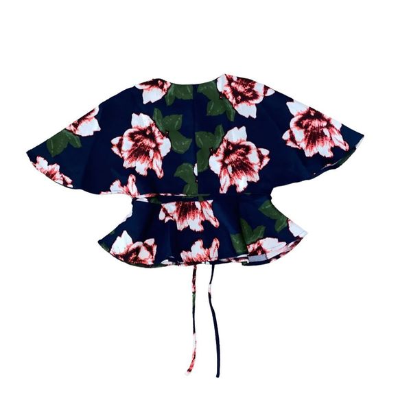 New Marina Kaneva Floral Zip Up Tie Waist Top 10 - Picture 4 of 9